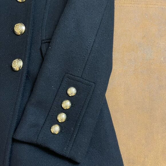 Zara Coat Women S Black Gold Double Breasted Buttons Old Money Preppy Military - Picture 3 of 7